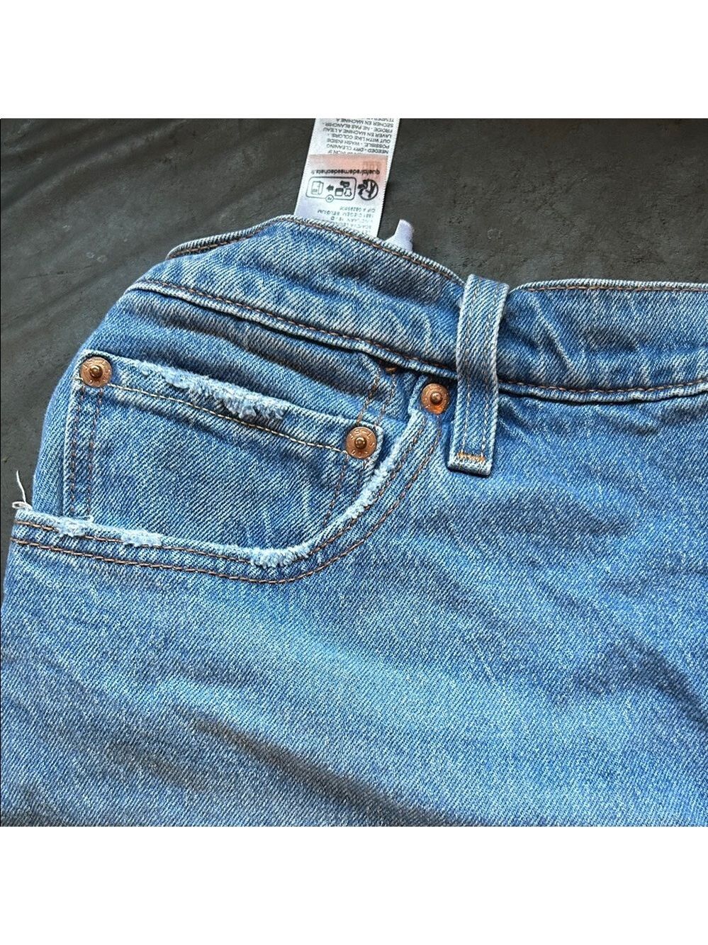 Levi's Blue Distressed Jean Shorts - Picture 4 of 9